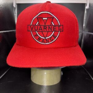 Vintage Vuarnet France Hat Cap Snap Back Blue Embroidered Patch Mens 80s